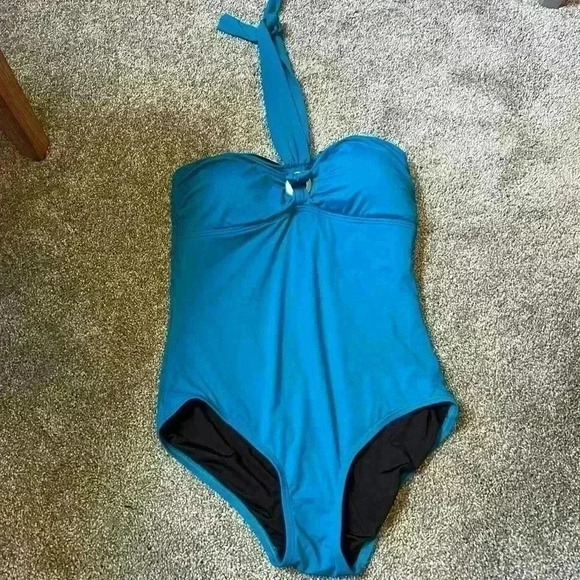 MICHAEL Michael Kors Blue Bathing suit halter neck size 10 - Picture 1 of 4